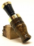 Stone Hopea Burl Short Barrel with Black Pearl and Brass End Cap